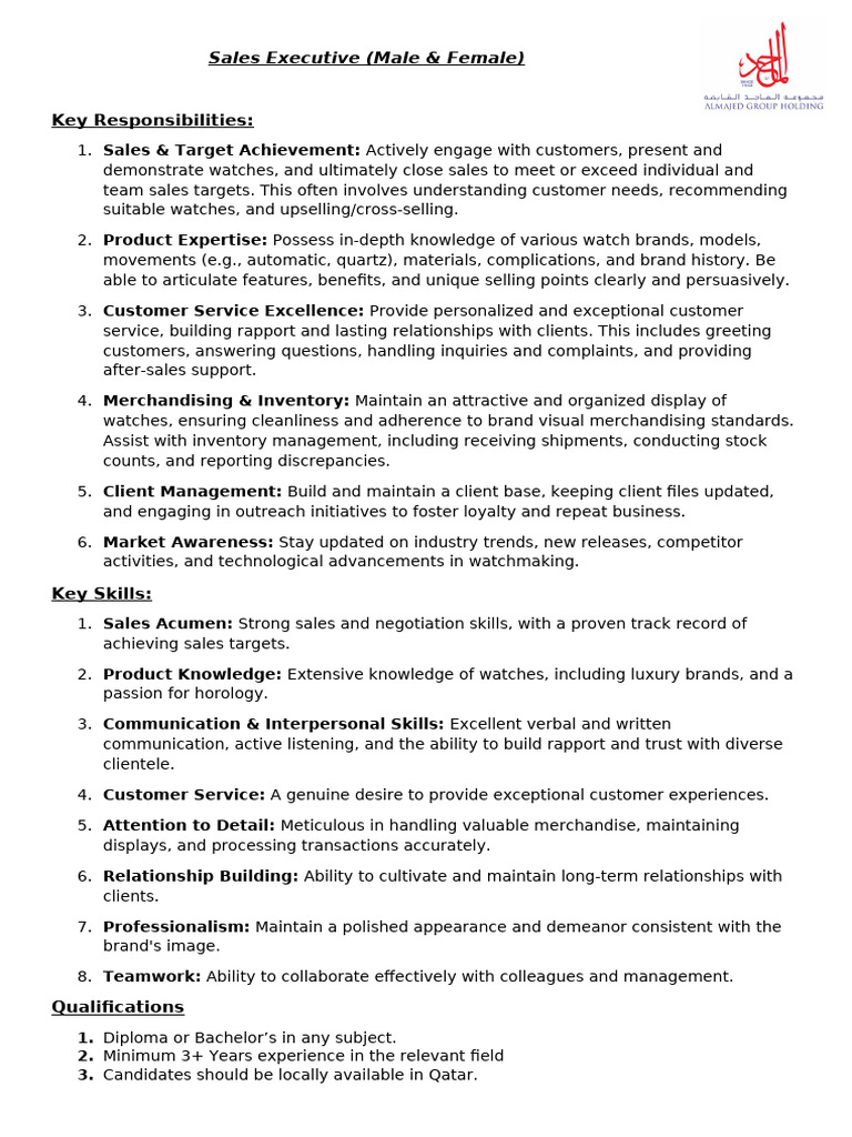 Sales Executive | PDF | Brand | Communication