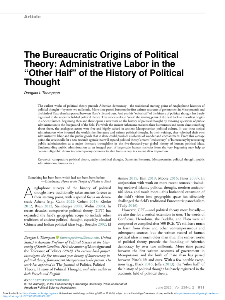 The Bureaucratic Origins of Political Theory Administrative Labor in ...