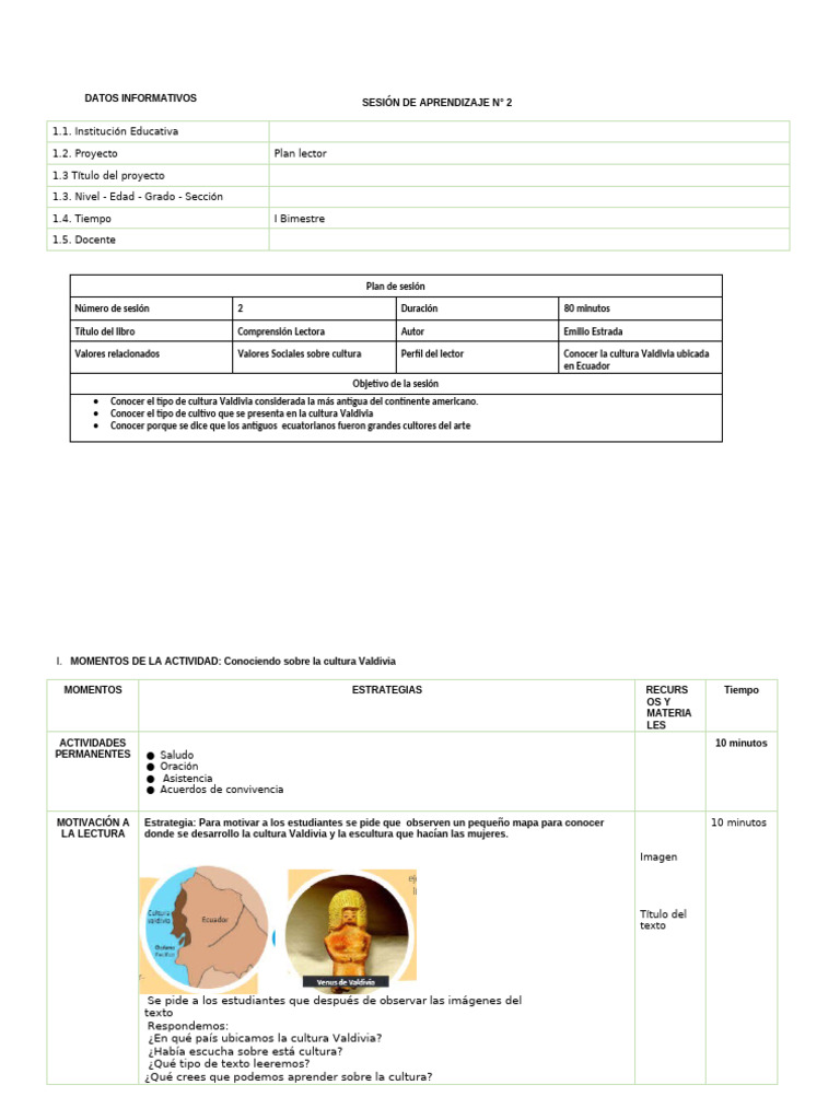 Sesión n.3, Plan Lector | PDF | Comprensión lectora | Aprendizaje