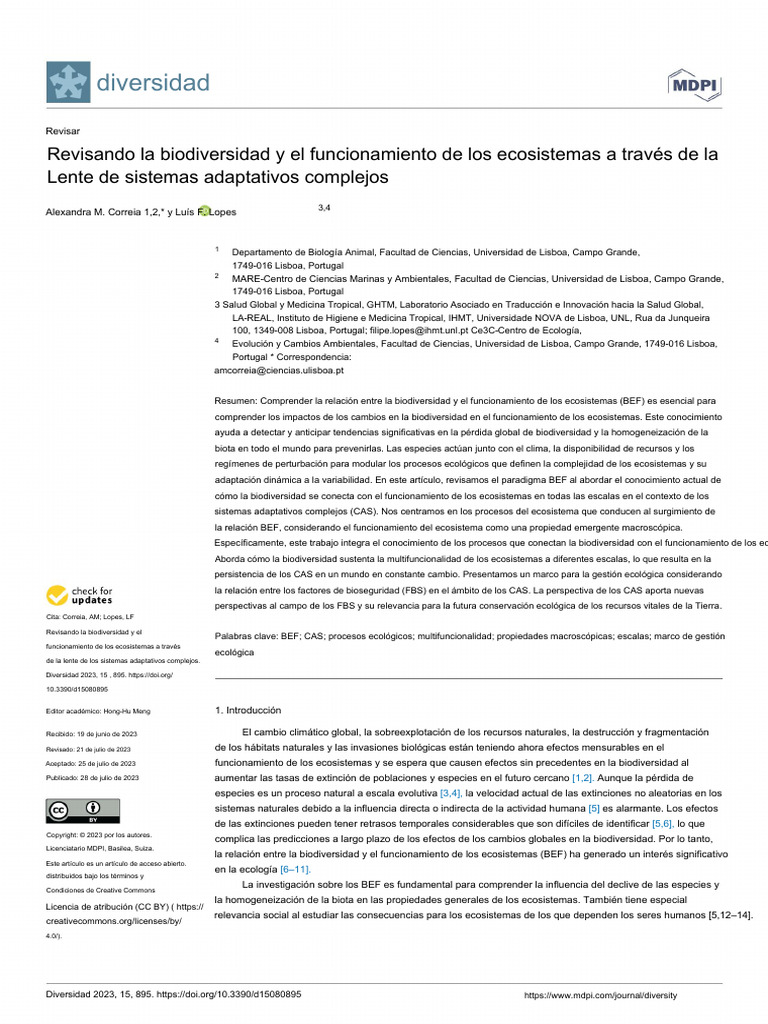 Biodiversidad y Ecosistemas: Un Enfoque BEF | PDF | Biodiversidad ...