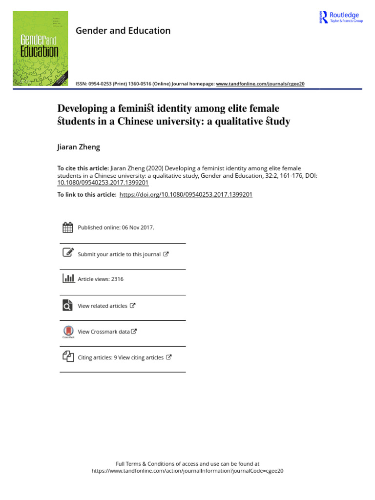 Feminist Identity in Elite Chinese Women | PDF | Gender Studies | Feminism