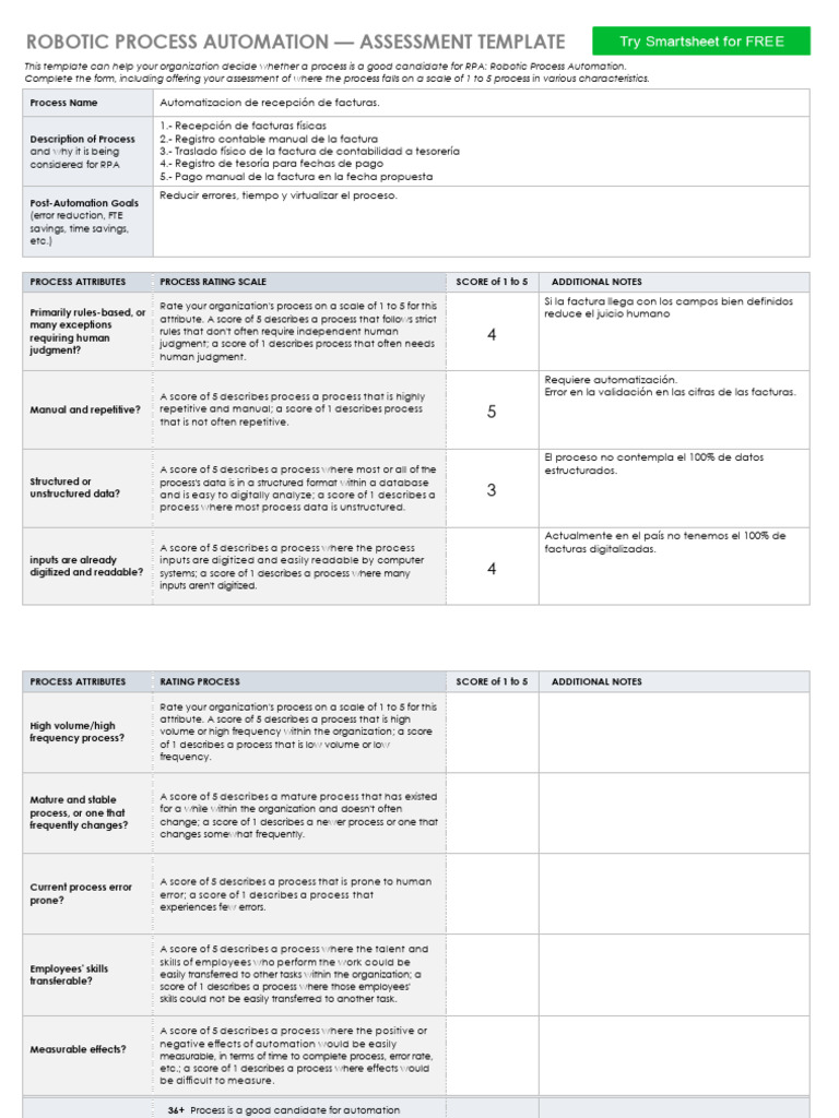 RPA Assessment Template for Invoicing | PDF | Computing