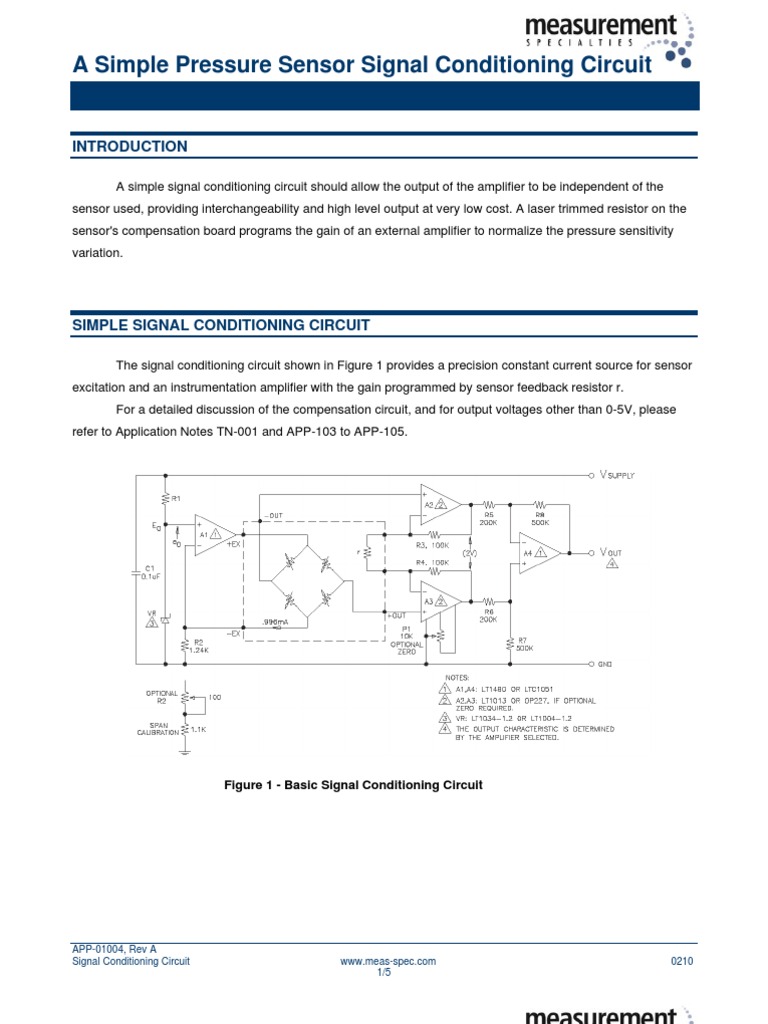A Simple Pressure Sensor Signal Conditioning Circuit PDF