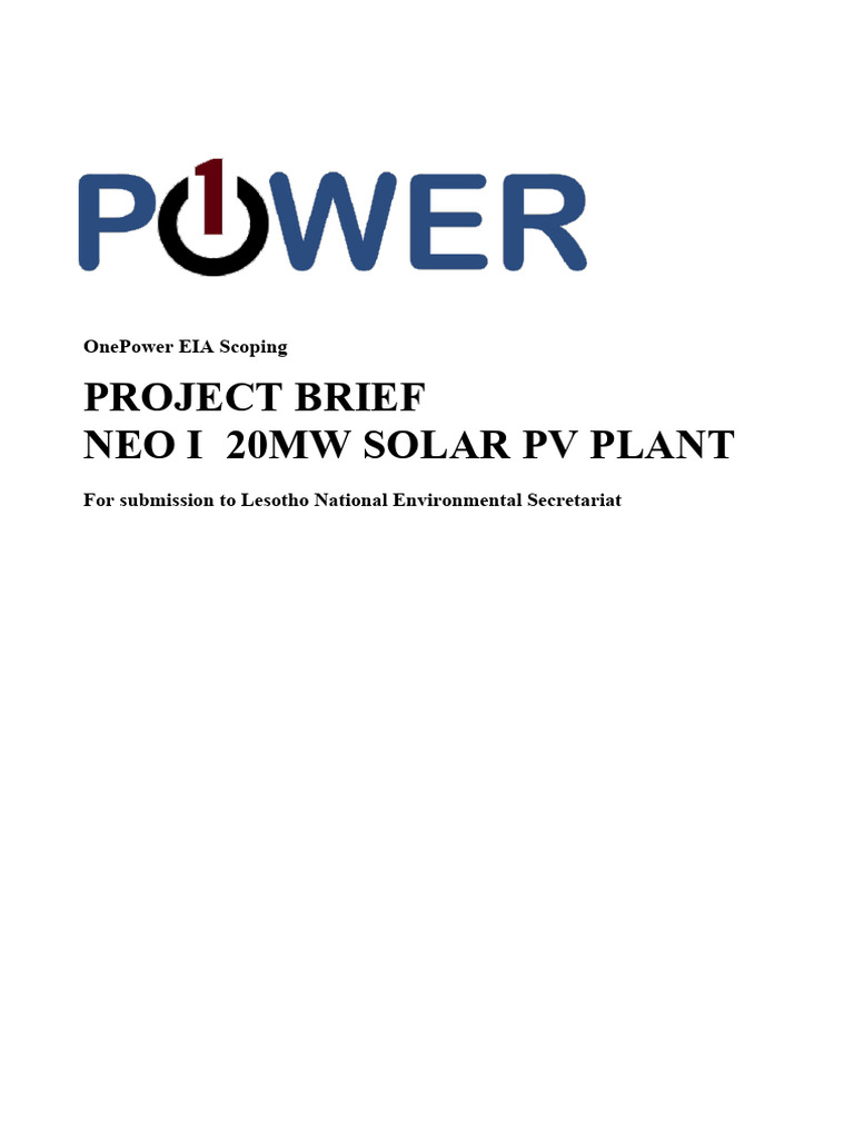 OnePower 20MW Solar PV Project Brief | PDF | Photovoltaics ...