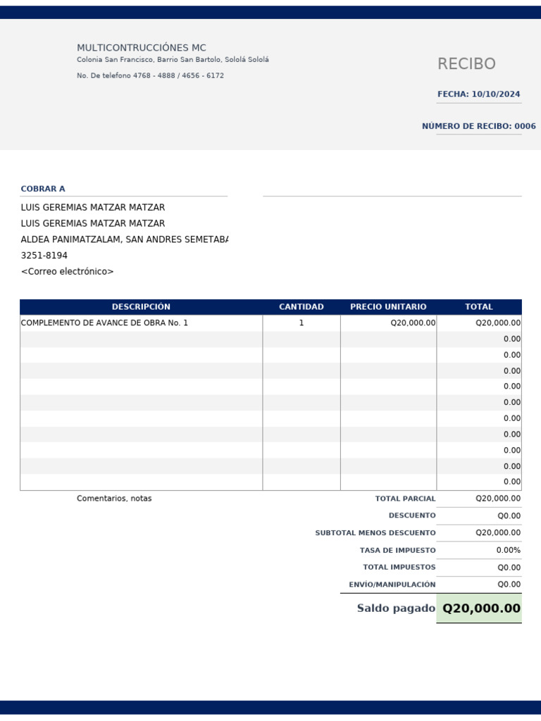 ES Cash Receipt Template 3 Excel | PDF