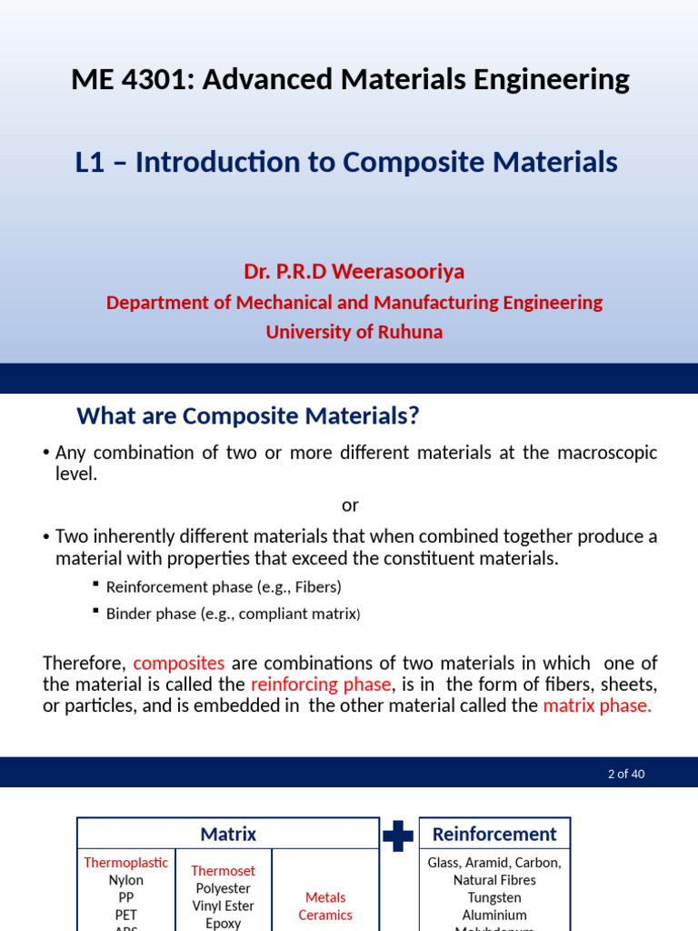 Composite Materials Overview and Applications | PDF | Composite ...