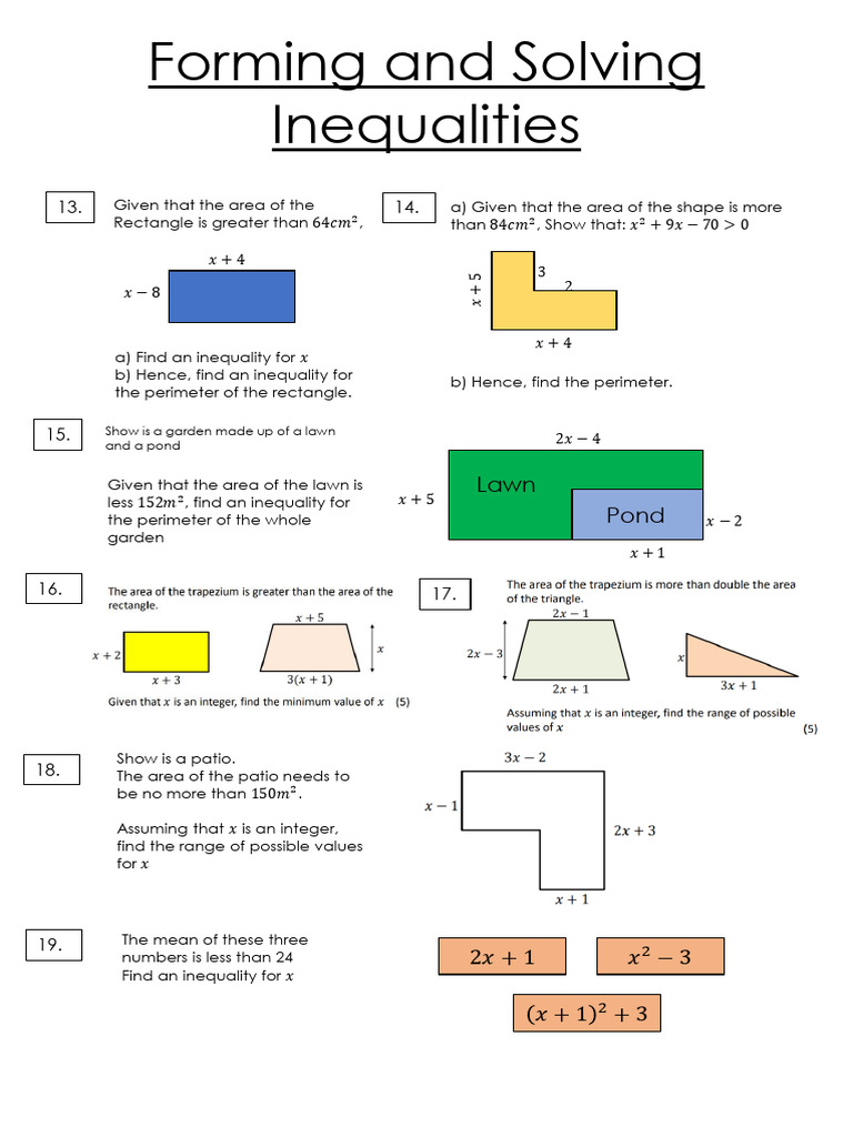 Forming and Solving Inequalities | PDF