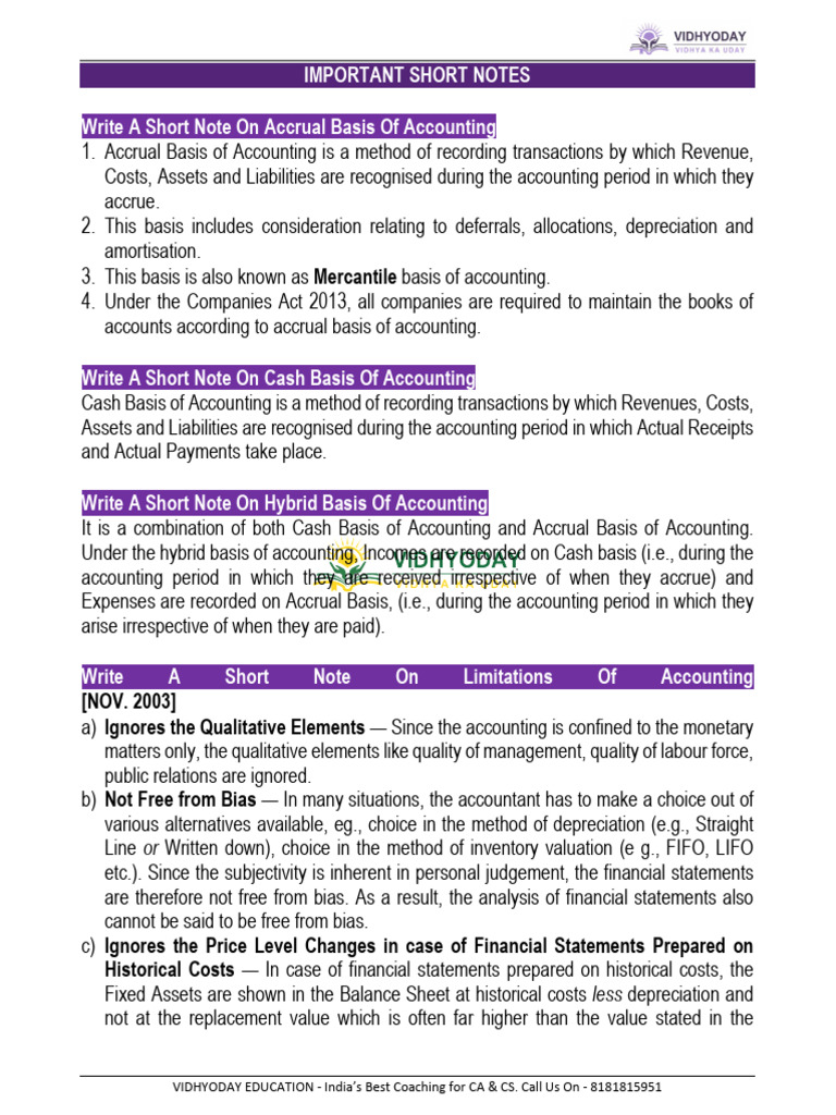 Accounting Methods and Characteristics | PDF | Debits And Credits ...