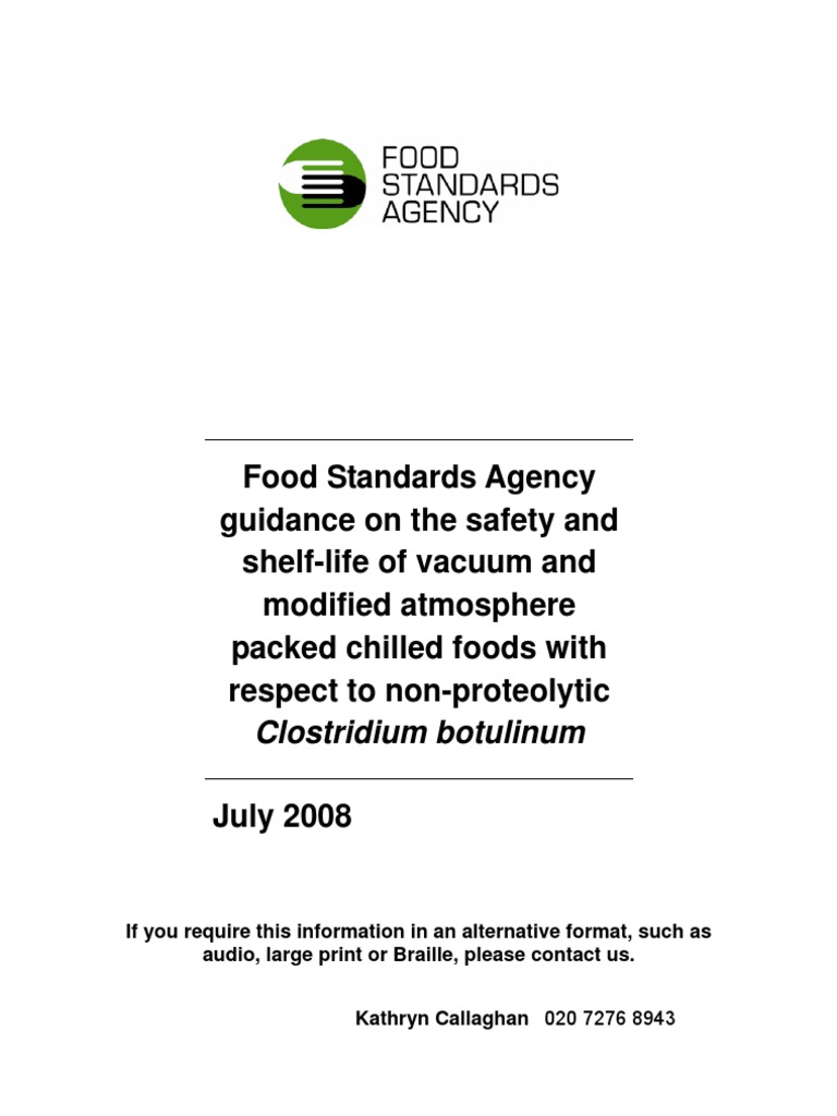 Food Standards Agency Guidance On The Safety and ShelfLife of Vacuum