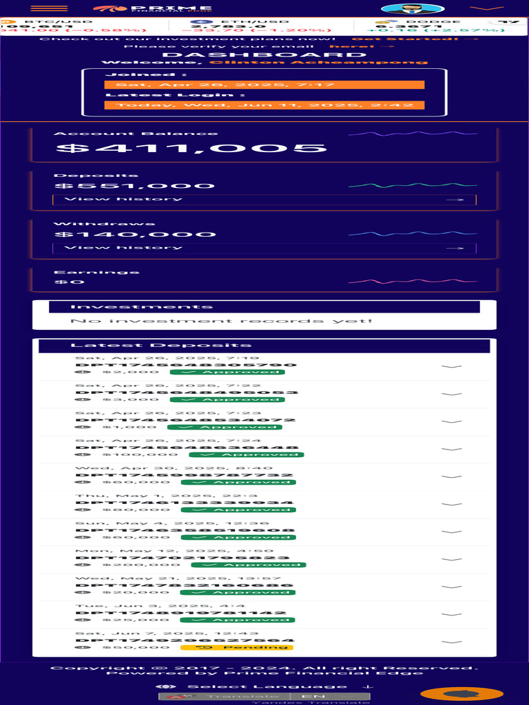 Investment Dashboard Overview | PDF