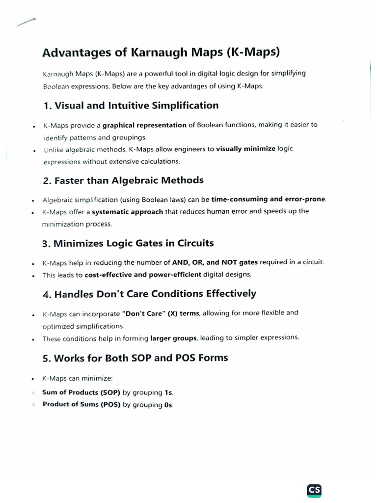 Advantage & Disadvantage of K-Map | PDF