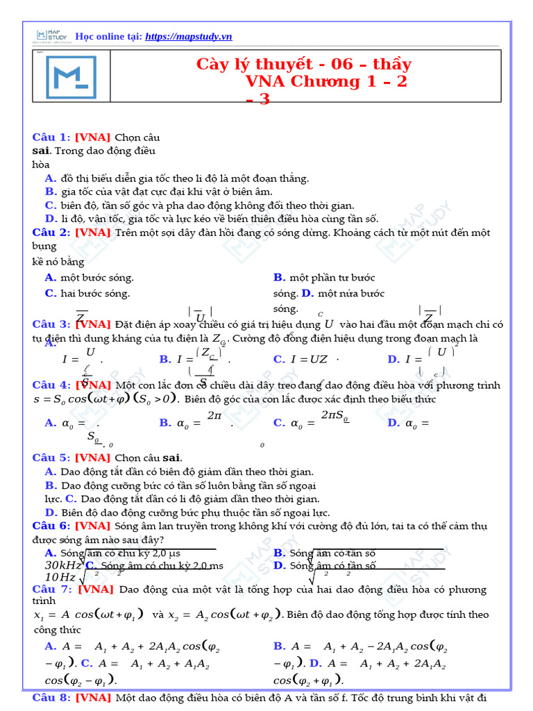 Cày Lý Thuyết - 06 - thầy VNA - chương 1 2 3 | PDF