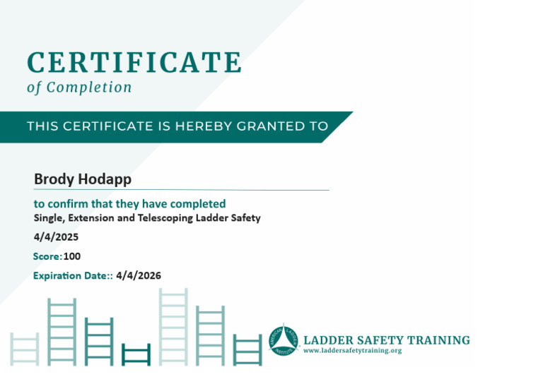 Brody Hodapp: Single, Extension and Telescoping Ladder Safety 4/4/2025 ...