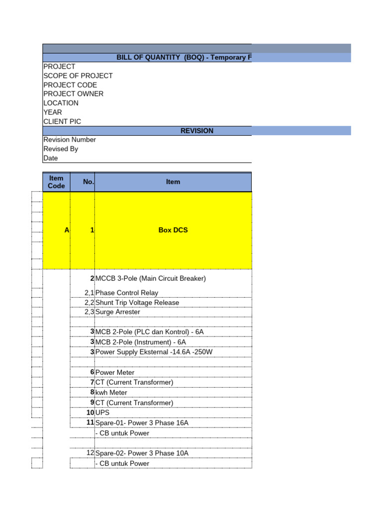 Bill of Quantity for Besi Siku 50x50x3 | PDF | Fuse (Electrical ...