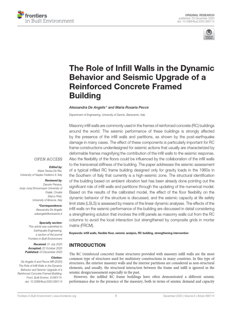 The Role of Infill Walls in The Dynamic Behavior and Seismic Upgrade of ...