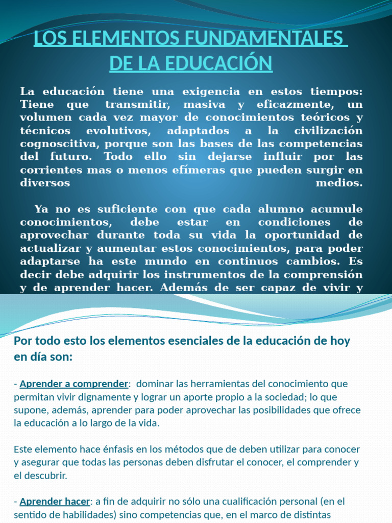 Elementos Clave de la Educación Moderna | PDF | Aprendizaje | Conocimiento
