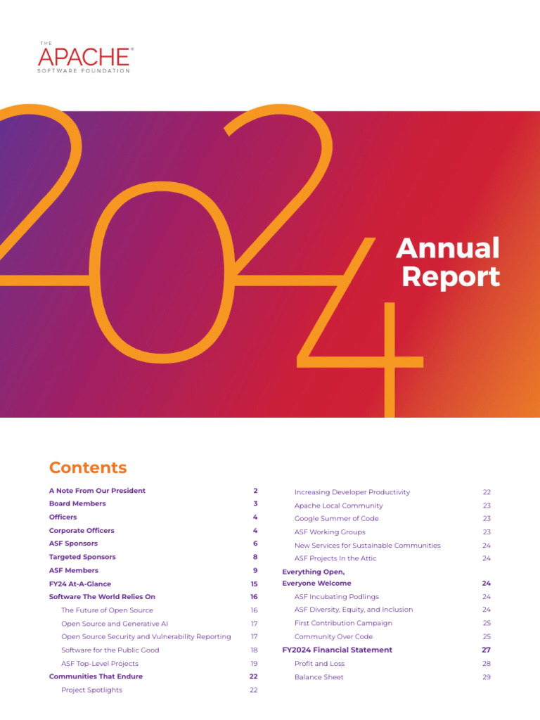 ASF FY24 Annual Report Overview | PDF | Open Source | Computer Security