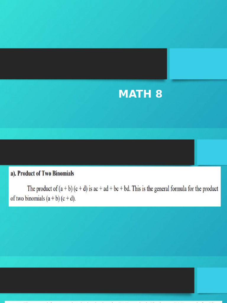 Math 8 Week 4 Special Products | PDF