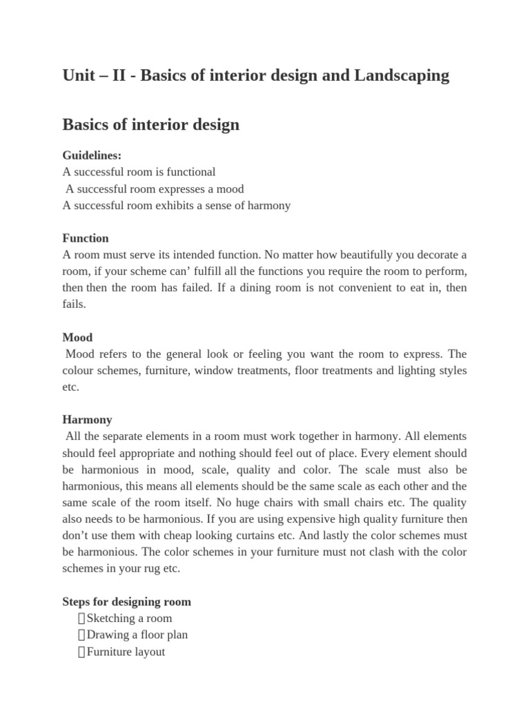 Interior Design and Landscaping Basics | PDF | Landscape | Interior Design