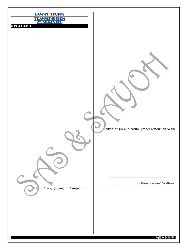 Law of Trusts: Duties & Powers of Trustees | PDF | English Trust Law ...