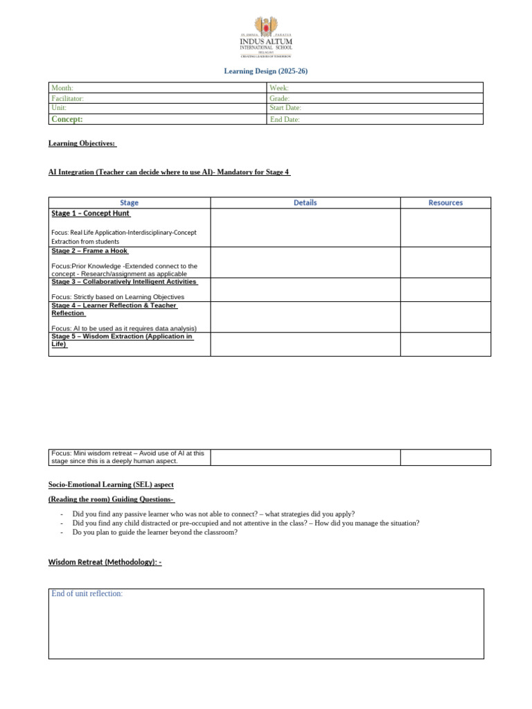2025-26 Learning Design Framework | PDF