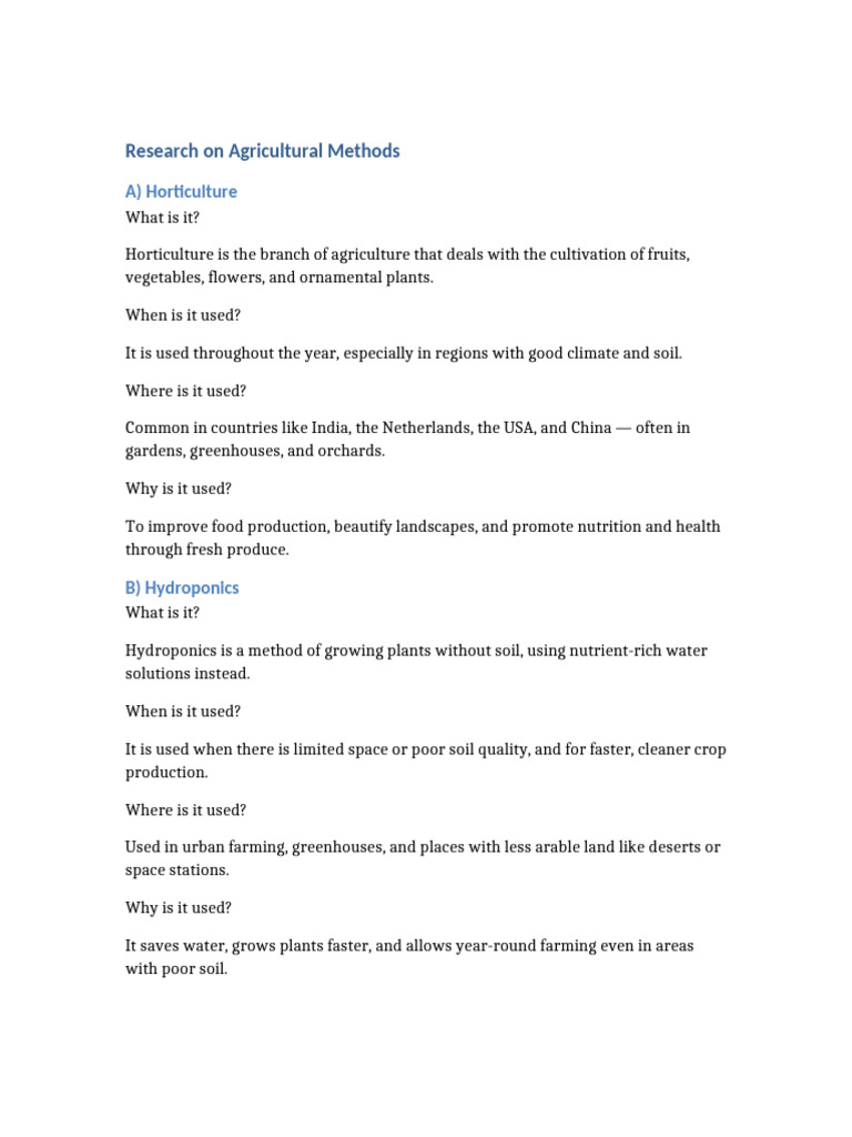 Innovative Agricultural Methods Explained | PDF