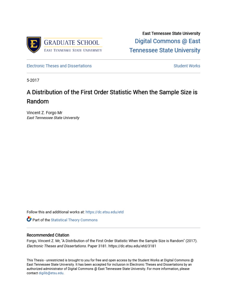 First Order Statistic with Random Sample Size | PDF | Probability ...