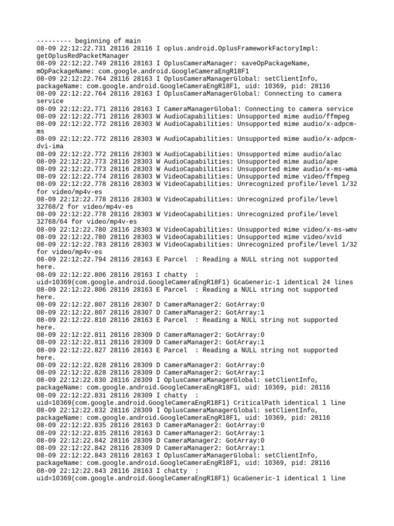 Camera Manager Logs Analysis | PDF | Computer Architecture | Computer ...