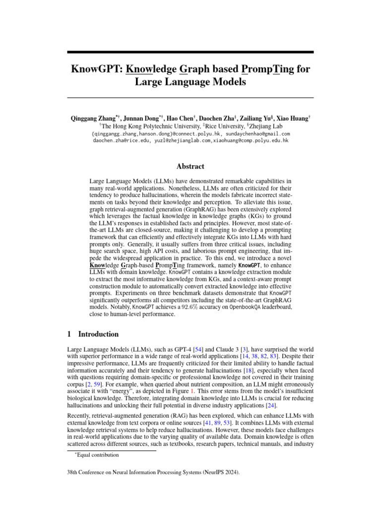 KnowGPT: Enhancing LLMs with KGs | PDF | Learning | Cognitive Science