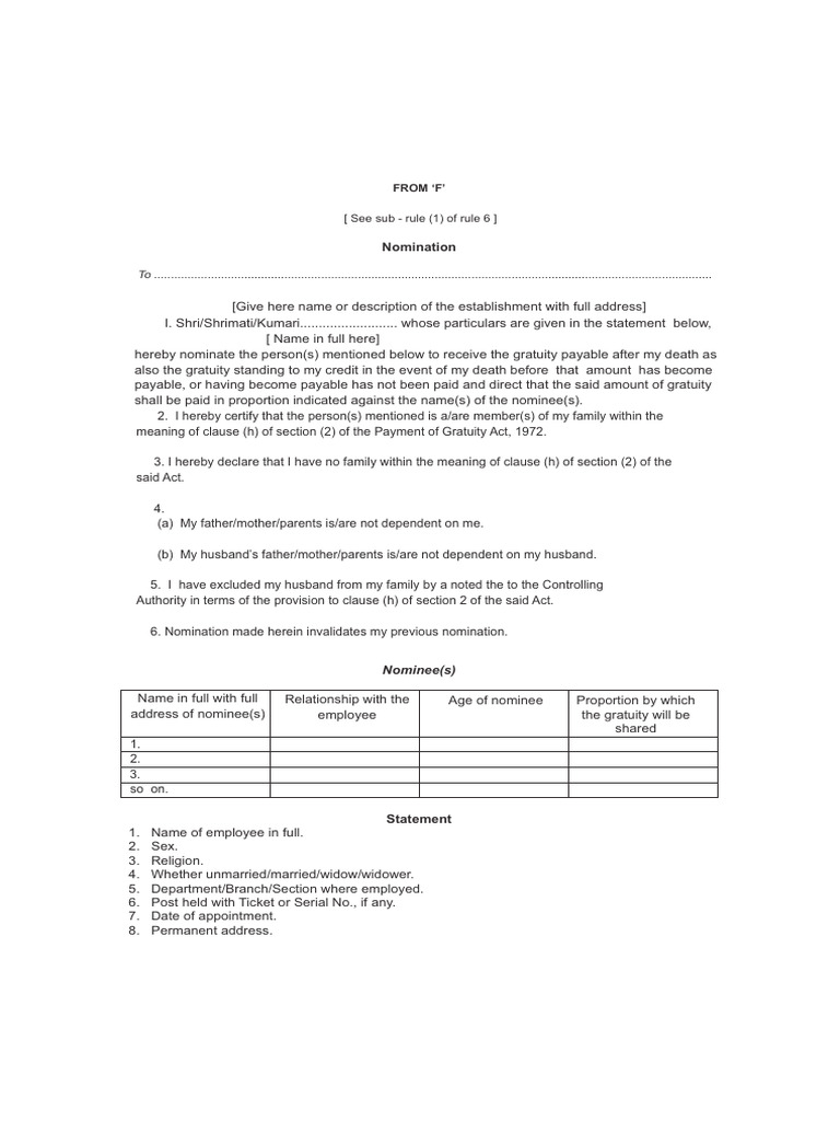 Form - F | PDF