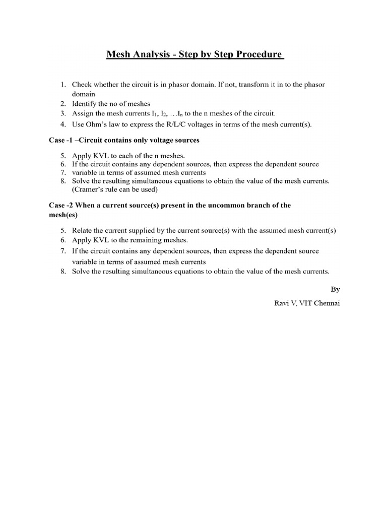 Mesh Analysis - Step by Step | PDF