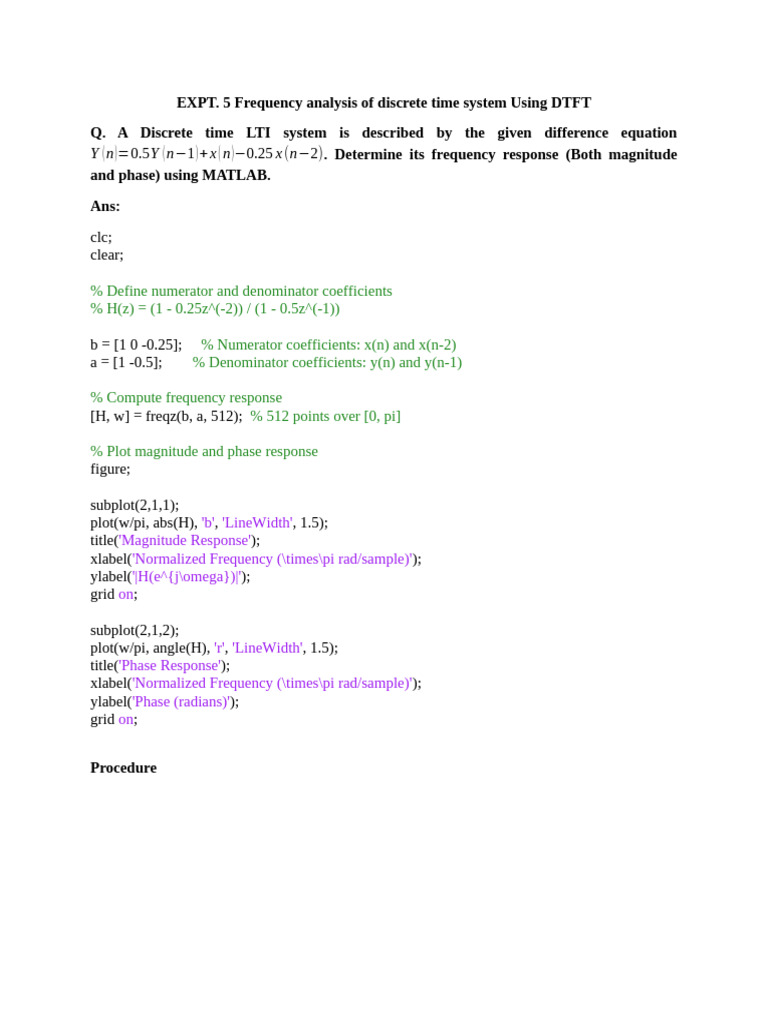 Frequency Response Analysis in MATLAB | PDF