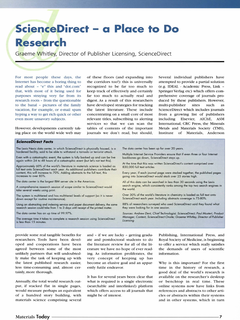 ScienceDirect: Central Hub for Research | PDF | Elsevier | Information ...