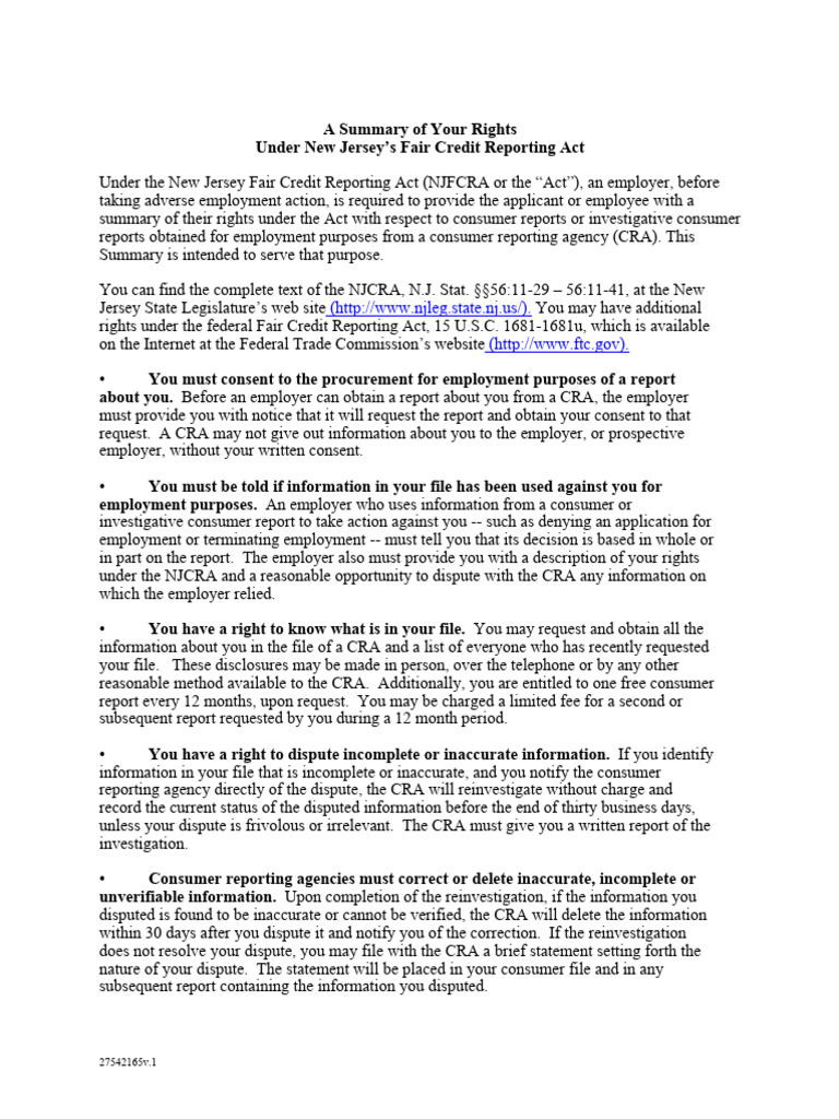 A Summary of Your Rights Under New Jersey Law | PDF | Employment