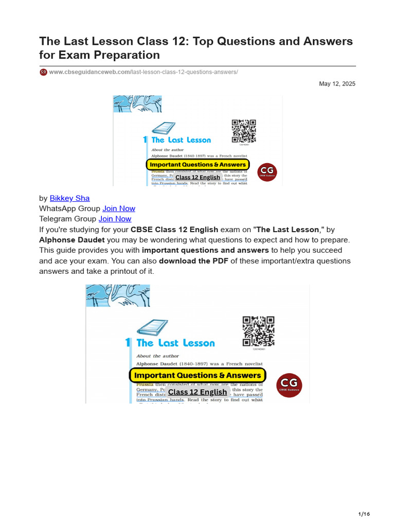 Last Lesson Exam Prep Guide for CBSE | PDF | Empathy | Psychology