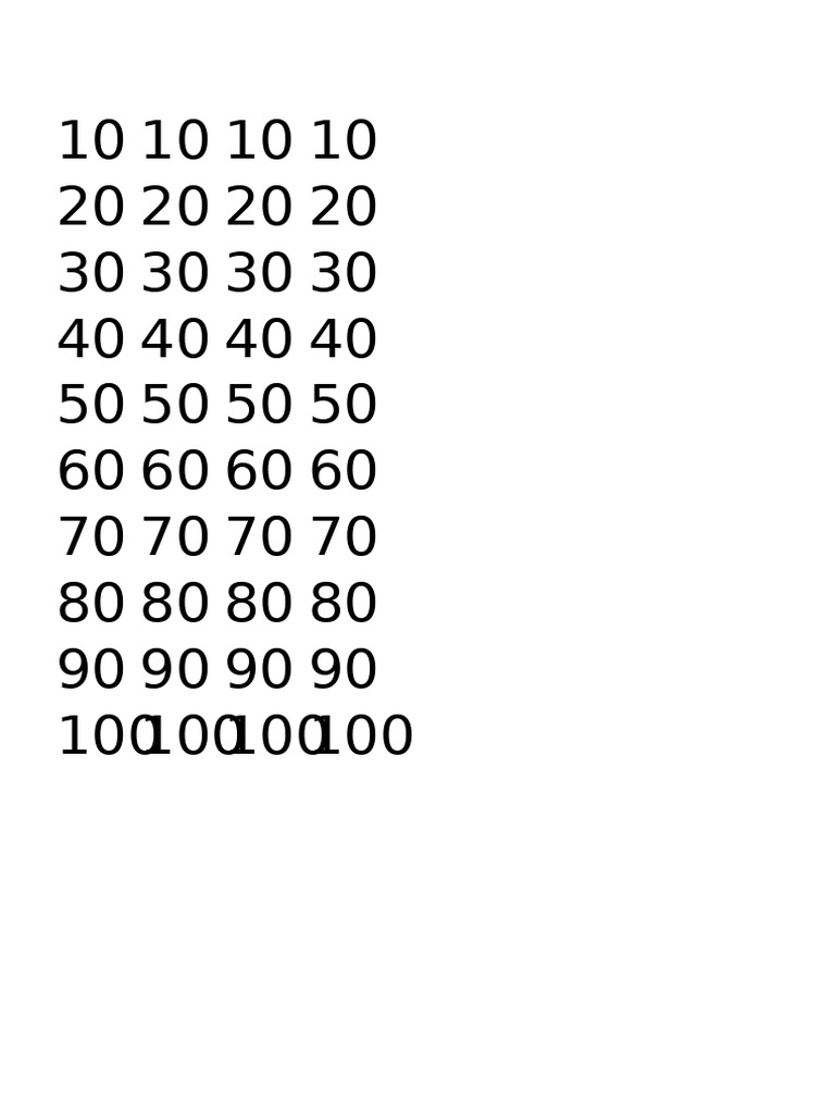 Tens Numbers Tracing Writing Style | PDF