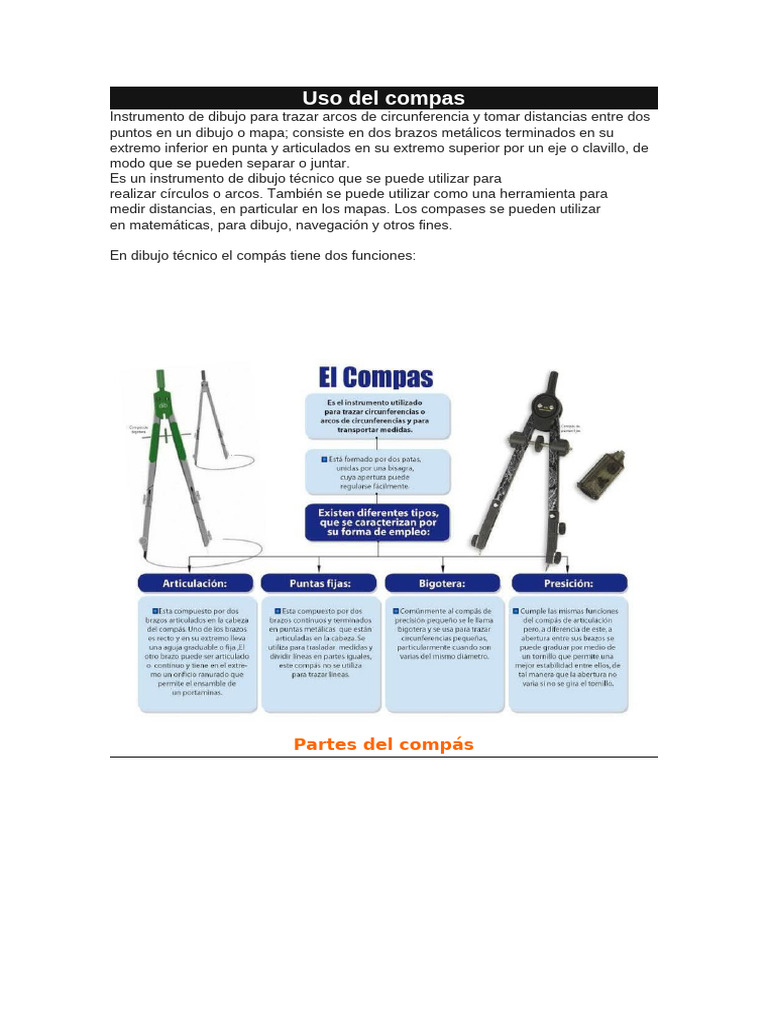 Uso del compás en dibujo técnico | PDF