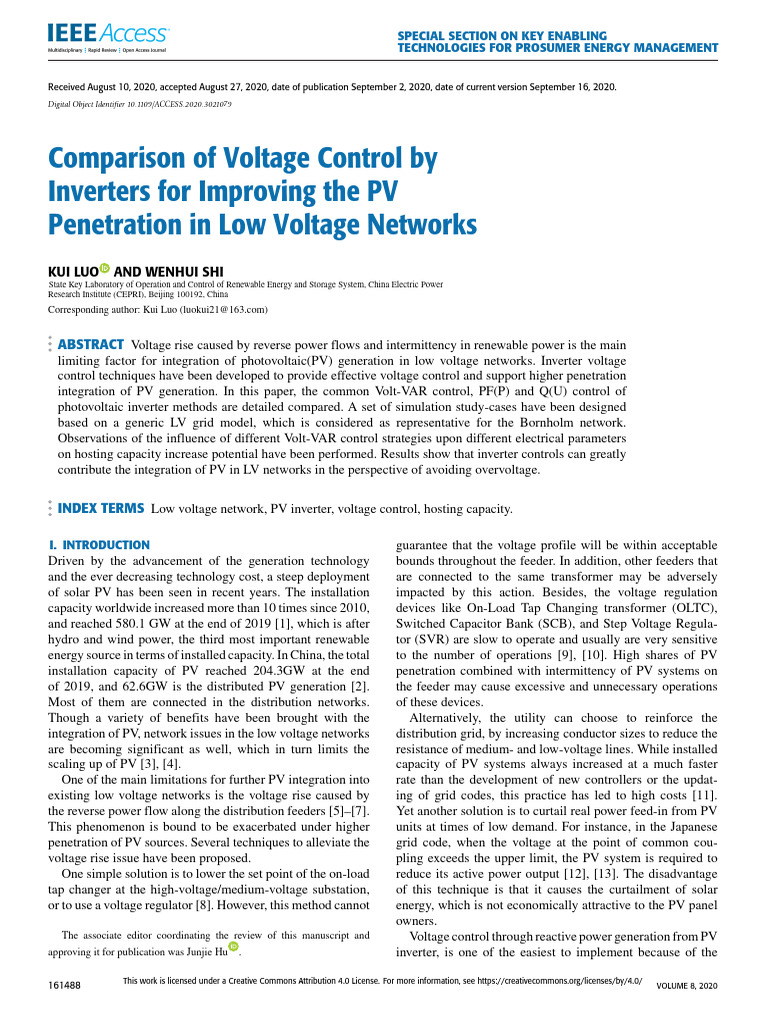 Inverter Voltage Control for PV Integration | PDF | Photovoltaics ...