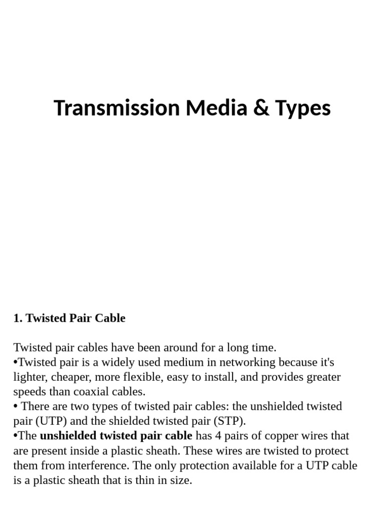 Types of Transmission Media Explained | PDF | Transmission Medium ...