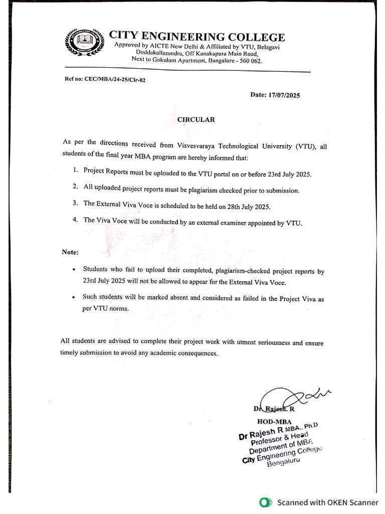 MBA Department Circular | PDF