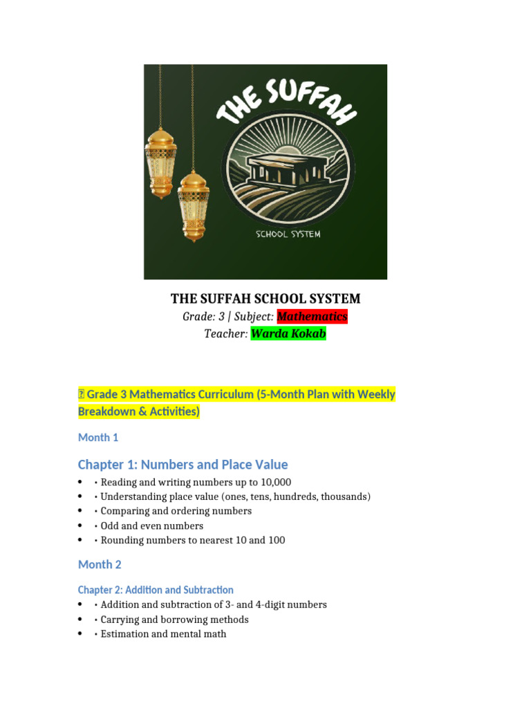 Grade 3 Math Curriculum Final Formatted | PDF | Shape | Multiplication