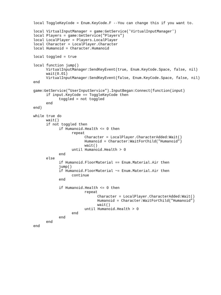 Auto Jump Script for Roblox | PDF