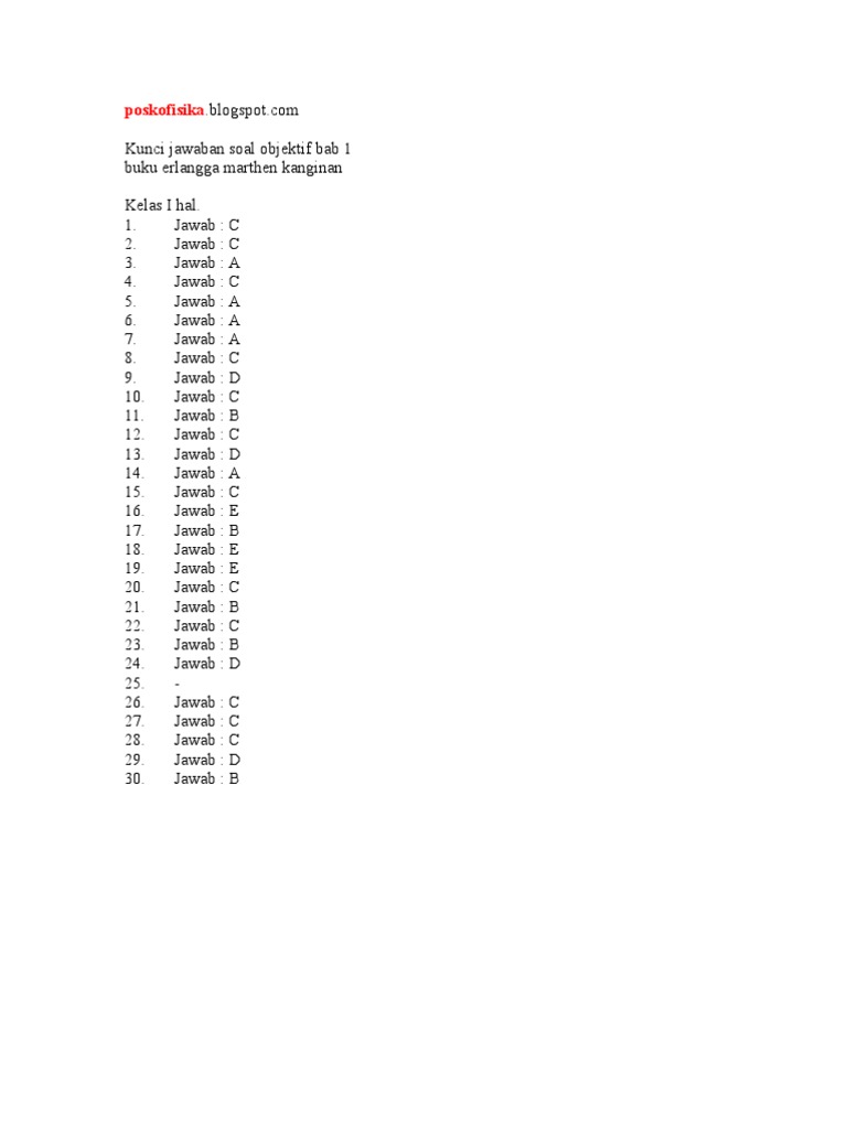 Kunci Jawaban Buku Erlangga Bab1