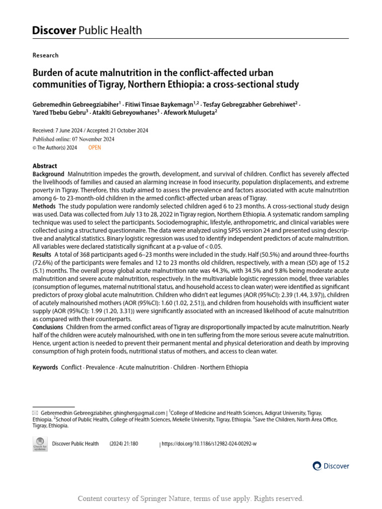 Burden of Acute Malnutrition in The Conflict-Affec | PDF ...