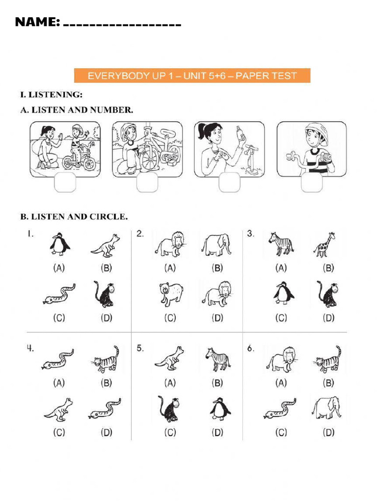 Test Unit 5+6 - Everybody Up 1 | PDF