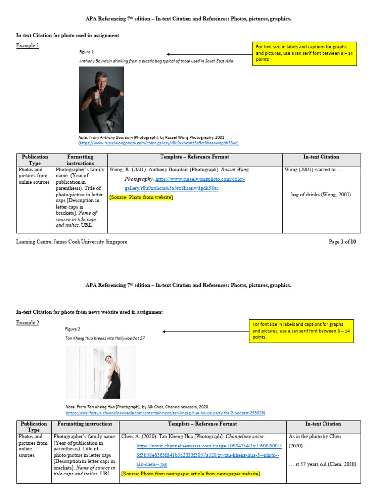 Photos, Pictures, Graphics in Text Citations and References | PDF ...
