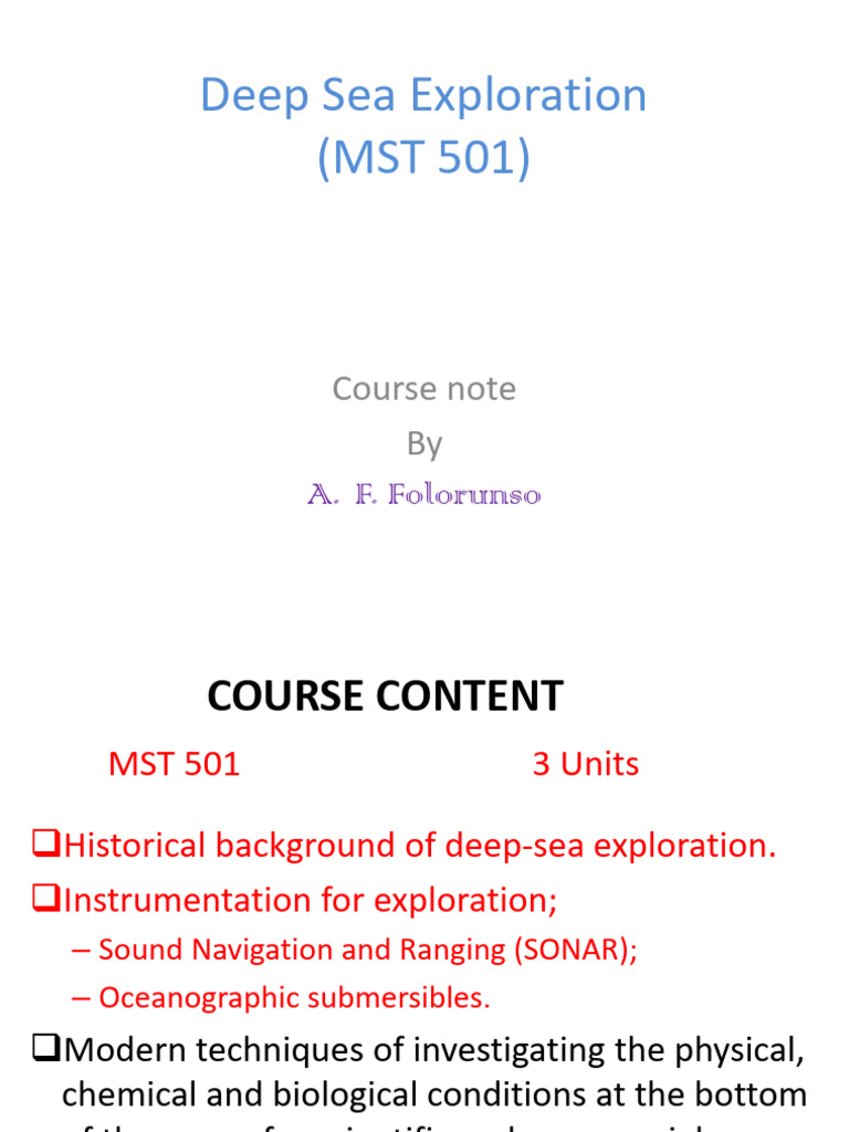 Deep Sea Exploration Techniques and History | PDF | Earth Sciences ...