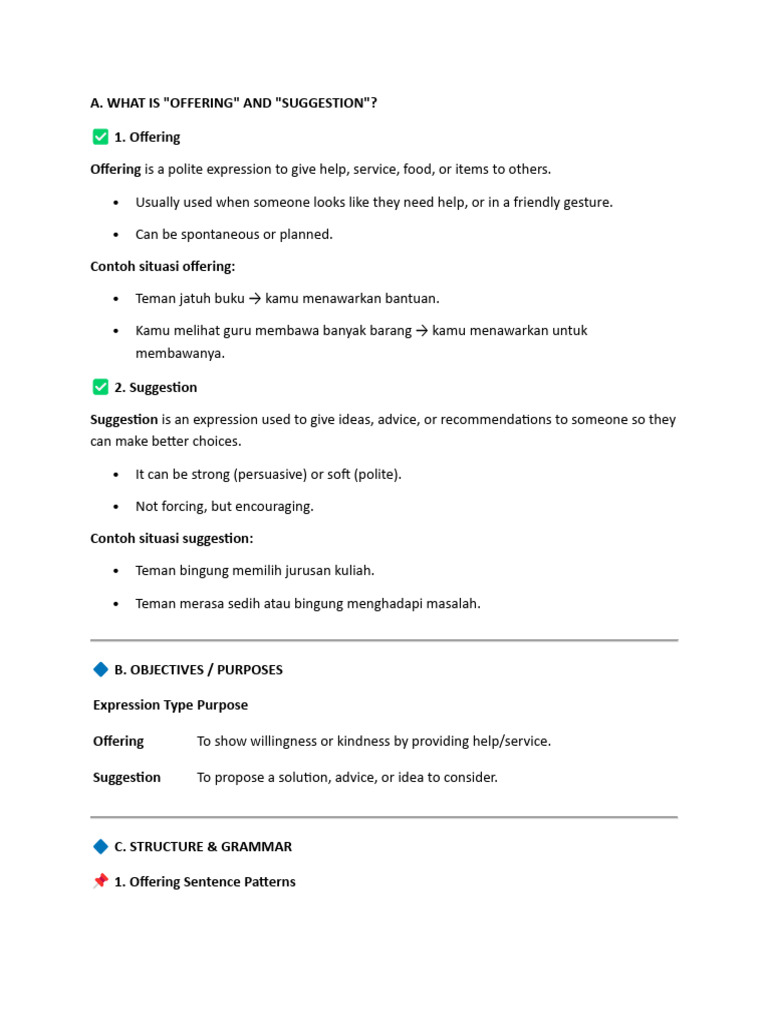 Offering Help and Suggestions Guide | PDF | Verb | Grammar
