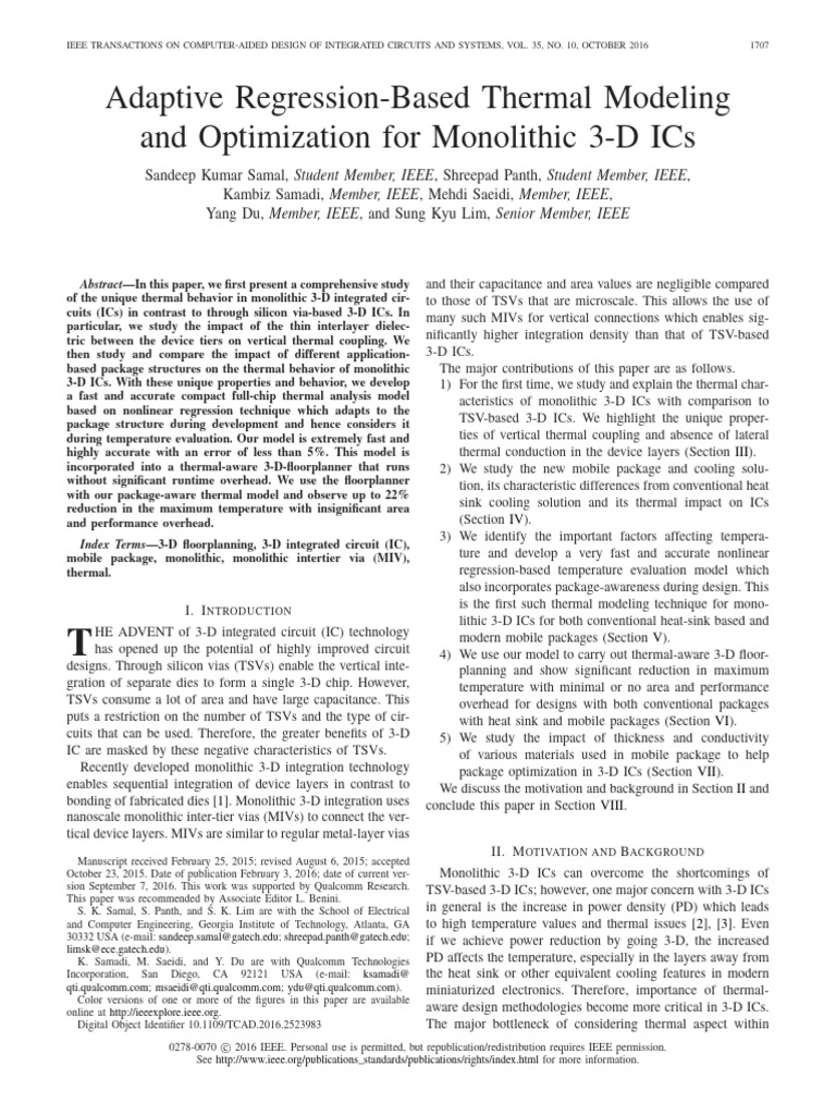 Adaptive Regression-Based Thermal Modeling and Optimization For ...