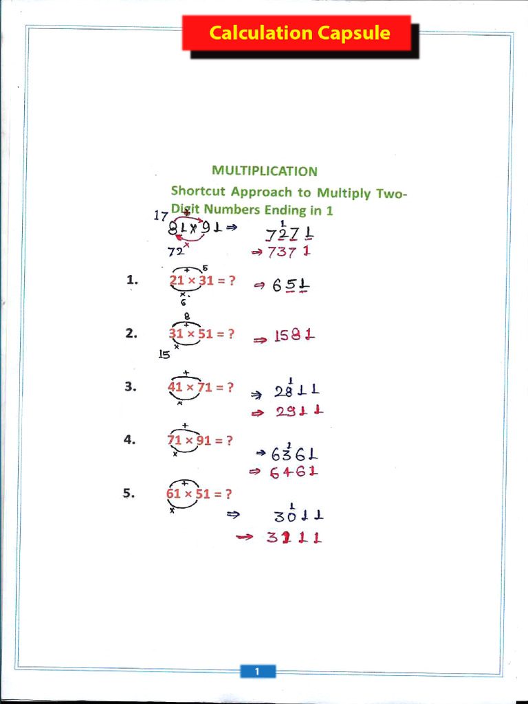 Calculation Class-22 Notes | PDF